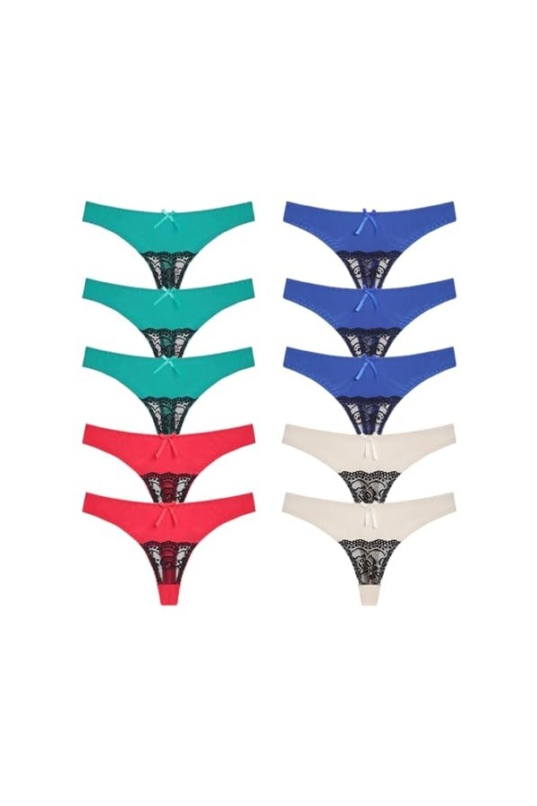 Necalisi Culotte Femme Taille Haute Lot de 10 Multicolore-2 Femme sans Couture Slips Dentelle Glacée Invisible sous-vêtements