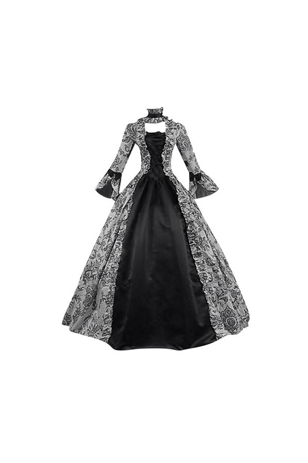 KBOPLEMQ Vêtements médiévaux pour femme - Style victorien - Renaissance - Manches courtes - Robe de princesse - Robe médiéval