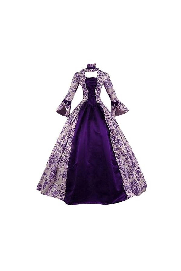 KBOPLEMQ Vêtements médiévaux pour femme - Style victorien - Renaissance - Manches courtes - Robe de princesse - Robe médiéval
