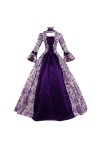KBOPLEMQ Vêtements médiévaux pour femme - Style victorien - Renaissance - Manches courtes - Robe de princesse - Robe médiéval