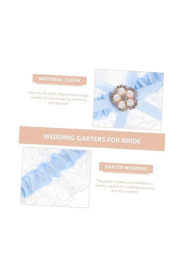 GALPADA 3 Ensembles Porte-Jarretelles Jarretière De Mariée Fleurs Bleues Costumes Blancs pour Femmes Dentelle De Mariage sur 