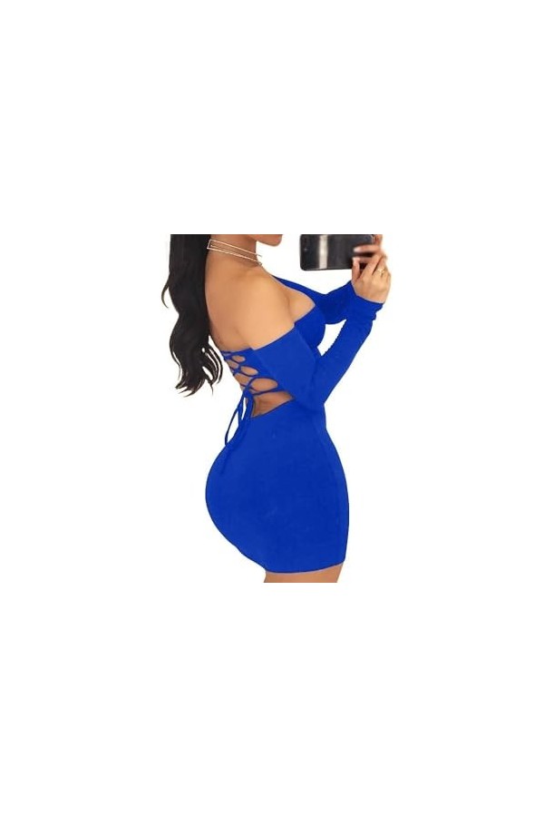 JEKKAH Robes de discothèque sans Bretelles, Grande Taille, Manches Longues, Dos Nu, Robes Sexy for Femmes, Robes Dos Nu Colo