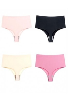 NOGRAX Culotte 3 / 4Pcs Femmes Seamless Ice Silk String Taille Haute Contrôle Abdominal Pantalons-Collection 3-S-4 Pièces