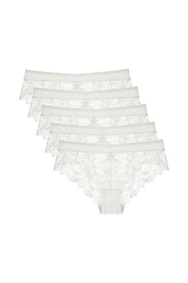 Necalisi Culotte Femme Lot de 5 vin Rouge Femme Slip Classique Dentelle Taille Haute Culotte Élégant Slips Ultra Doux Confort