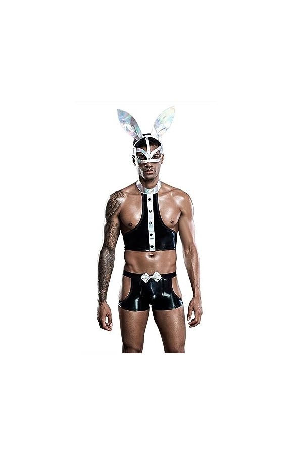 PSKSER Sous-VêTements RéFléChissants Au Laser Pour Hommes,Costume Haut Et Short,Tenue De Costume De Club De FêTe DHalloween 