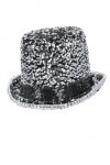 Smiffys Fever Chapeau haut-de-forme en feutre et paillettes Argenté