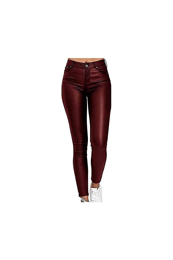 Leggings Taille Haute Similicuir Pantalon Sexy élastique Bout à Bout for Femme Color : Black, Size : XXL 
