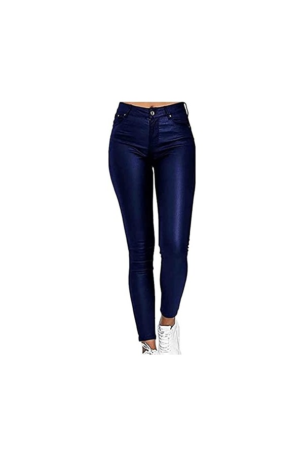 Leggings Taille Haute Similicuir Pantalon Sexy élastique Bout à Bout for Femme Color : Black, Size : XXL 