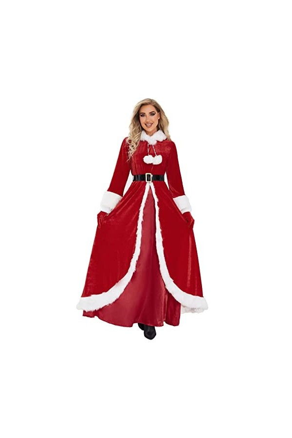 TWIOIOVE Costumes de cosplay sexy grande taille pour femmes Noël Cosplay Robes Faux manches longues Style vintage Robe de fêt