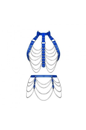 Harnais de corps en cuir pour femme, soutien-gorge, porte-jarretelles, gothique, mode, punk, Noël, Halloween, costume de chaî