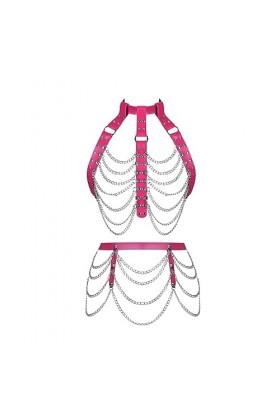 Harnais de corps en cuir pour femme, soutien-gorge, porte-jarretelles, gothique, mode, punk, Noël, Halloween, costume de chaî