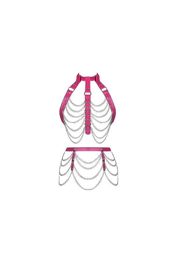 Harnais de corps en cuir pour femme, soutien-gorge, porte-jarretelles, gothique, mode, punk, Noël, Halloween, costume de chaî