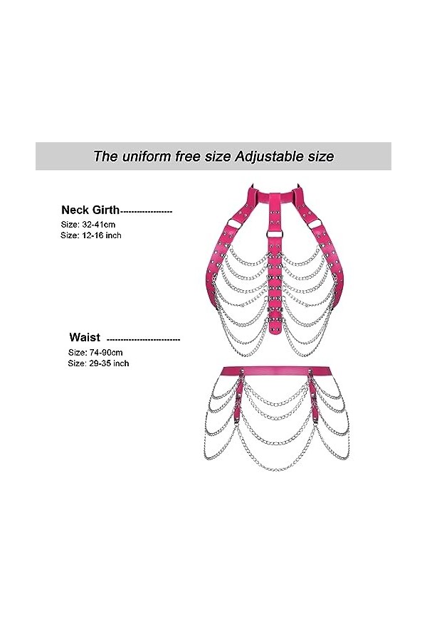 Harnais de corps en cuir pour femme, soutien-gorge, porte-jarretelles, gothique, mode, punk, Noël, Halloween, costume de chaî
