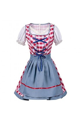 Oktoberfest Costume Dirndl allemand à épaules dénudées pour femme 3 pièces Grande taille Cloche, rouge, XL