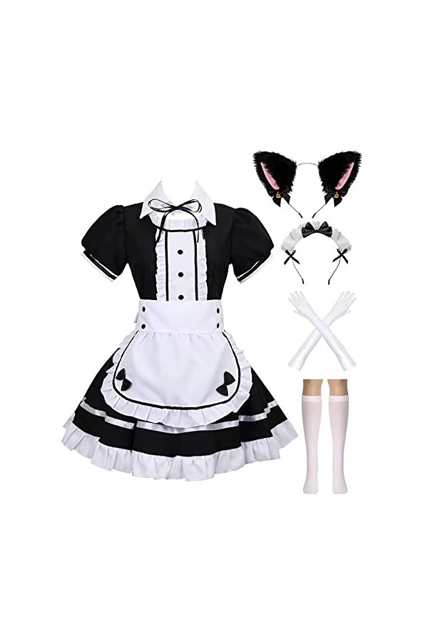 maxToonrain Accessoires de costume de soubrette pour femme - Costume de soubrette - Costume dHalloween - Cosplay - Joli tabl