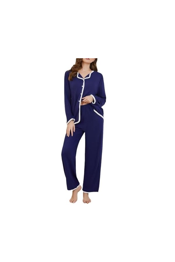 Pyjama élégant pour femme - Pantalon de pyjama à manches longues pour lautomne et lhiver - Peut être porté à lextérieur - 