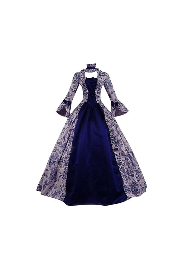 KBOPLEMQ Vêtements médiévaux pour femme - Rétro - Robe de princesse - Robe de soirée - Robe de bal - Jupe plissée - Robe maxi