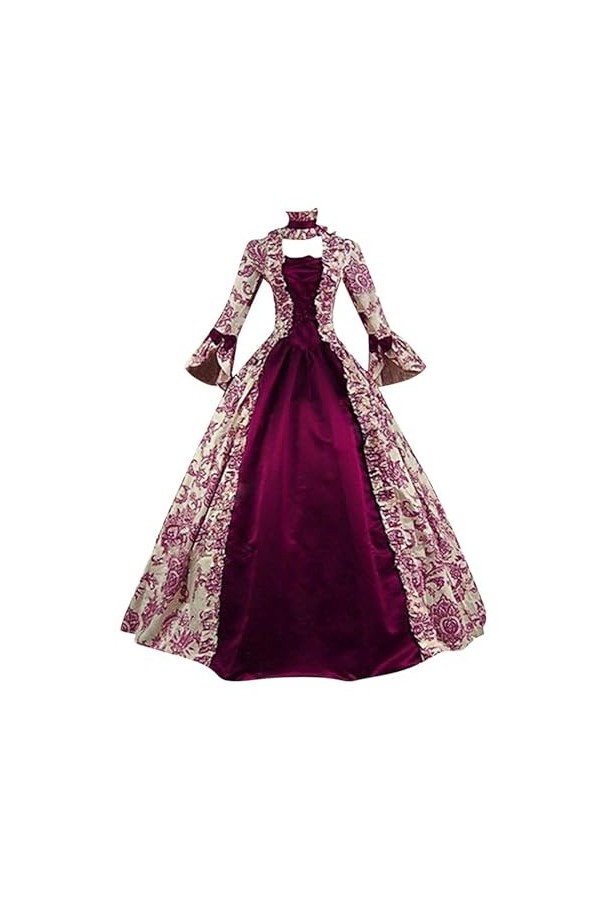 KBOPLEMQ Vêtements médiévaux pour femme - Rétro - Robe de princesse - Robe de soirée - Robe de bal - Jupe plissée - Robe maxi