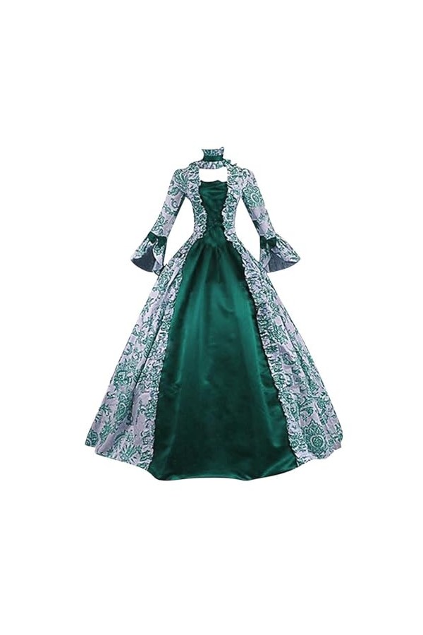 KBOPLEMQ Vêtements médiévaux pour femme - Rétro - Robe de princesse - Robe de soirée - Robe de bal - Jupe plissée - Robe maxi