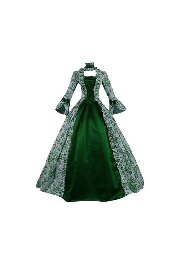 KBOPLEMQ Vêtements médiévaux pour femme - Rétro - Robe de princesse - Robe de soirée - Robe de bal - Jupe plissée - Robe maxi