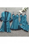 YpingLonk Sleepwear Silk Femmes Nightdress Dentelle Robe Robe Pyjama Set Lingerie Lingerie Homme Sexy Hot Blue, XXL 