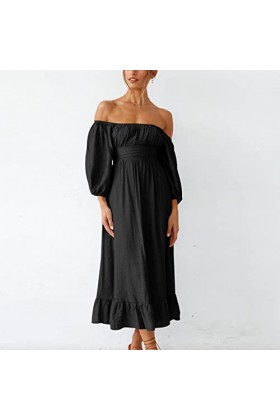 DAUZ Robe à Encolure Carrée et Demi-Manches, élégante pour Mariage de 21 