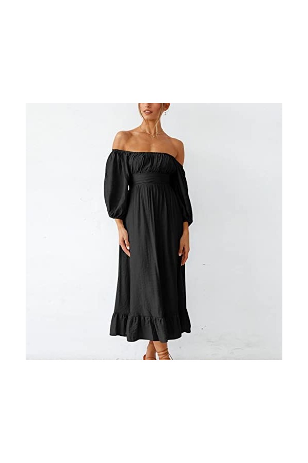 DAUZ Robe à Encolure Carrée et Demi-Manches, élégante pour Mariage de 21 