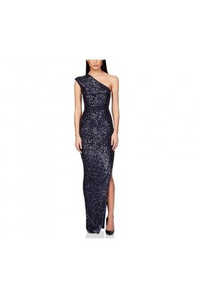 La Robe Maxi divisée Sexy One épaule Sexy One épaule, Robe Maxi divisée du côté Scintillant des Femmes, Sparkle Bodycon Long 