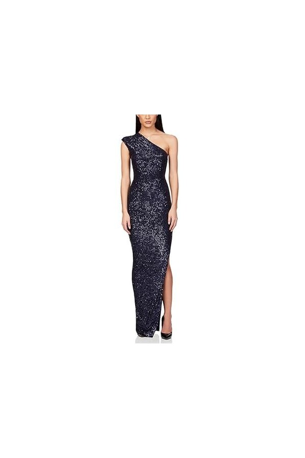 La Robe Maxi divisée Sexy One épaule Sexy One épaule, Robe Maxi divisée du côté Scintillant des Femmes, Sparkle Bodycon Long 