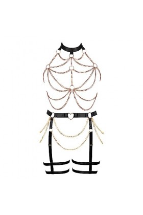 JMMHSS Femmes punk tight Underwear set plus size lacets creux Underwear Gothic Dance suit Bleu ciel 