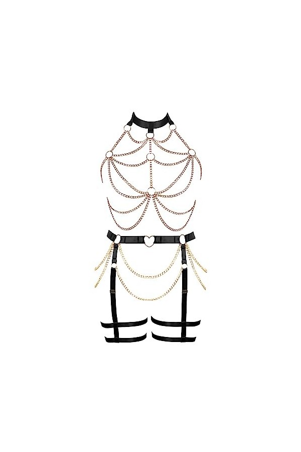 JMMHSS Femmes punk tight Underwear set plus size lacets creux Underwear Gothic Dance suit Bleu ciel 