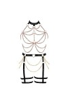 JMMHSS Femmes punk tight Underwear set plus size lacets creux Underwear Gothic Dance suit Bleu ciel 