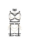 JMMHSS Femmes punk harnais sous - vêtements ensemble ceinture lanière cadre cage type rave soutien - gorge Rose rouge 
