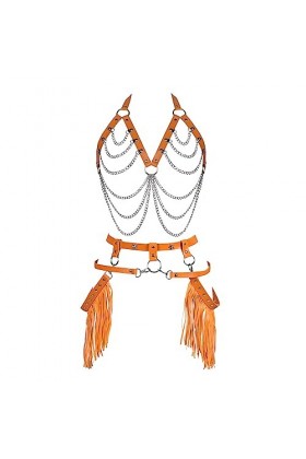 Femmes Body bandoulière en Cuir Fashion Bra Set Full Creux Garter Ceinture Punk Goth Party Rave Halloween Dance Costume Oran