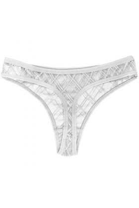 MULANY Femme Slips 3 pièces Sexy Dentelle Culotte Femmes Taille Basse Plaid Maille Transparente String Culotte Femmes Couleur