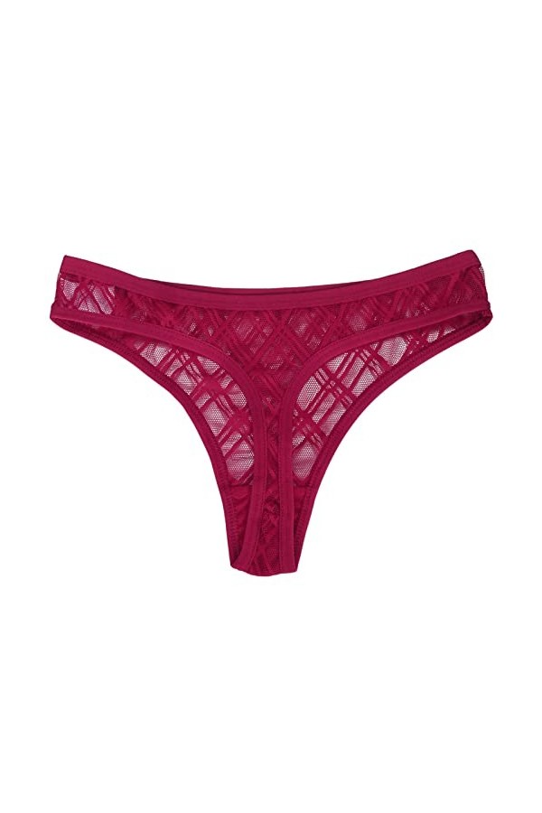 MULANY Femme Slips 3 pièces Sexy Dentelle Culotte Femmes Taille Basse Plaid Maille Transparente String Culotte Femmes Couleur