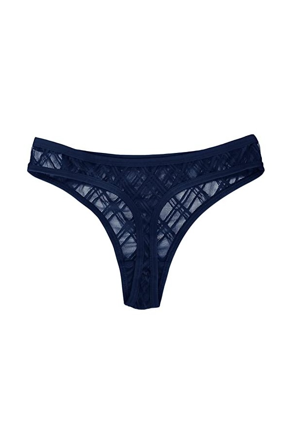 MULANY Femme Slips 3 pièces Sexy Dentelle Culotte Femmes Taille Basse Plaid Maille Transparente String Culotte Femmes Couleur