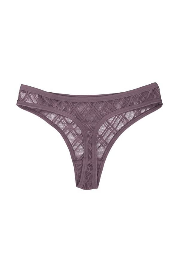 MULANY Femme Slips 3 pièces Sexy Dentelle Culotte Femmes Taille Basse Plaid Maille Transparente String Culotte Femmes Couleur