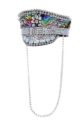 Smiffys Rainbow Fever 53024 Chapeau de capitaine clouté à paillettes Unisexe Adulte Taille unique