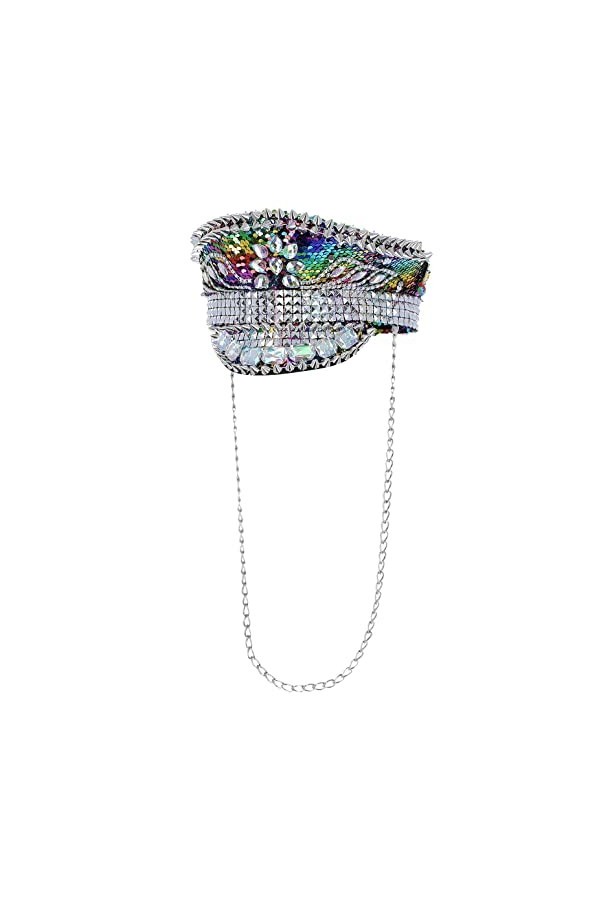 Smiffys Rainbow Fever 53024 Chapeau de capitaine clouté à paillettes Unisexe Adulte Taille unique
