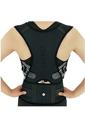 JUTGO HommeFemmeAdjustableMagneticPostureCorrectorSpineBackShoulderLumbarBraceSupportPreventsSlouching Color:Black,Size:XX-La