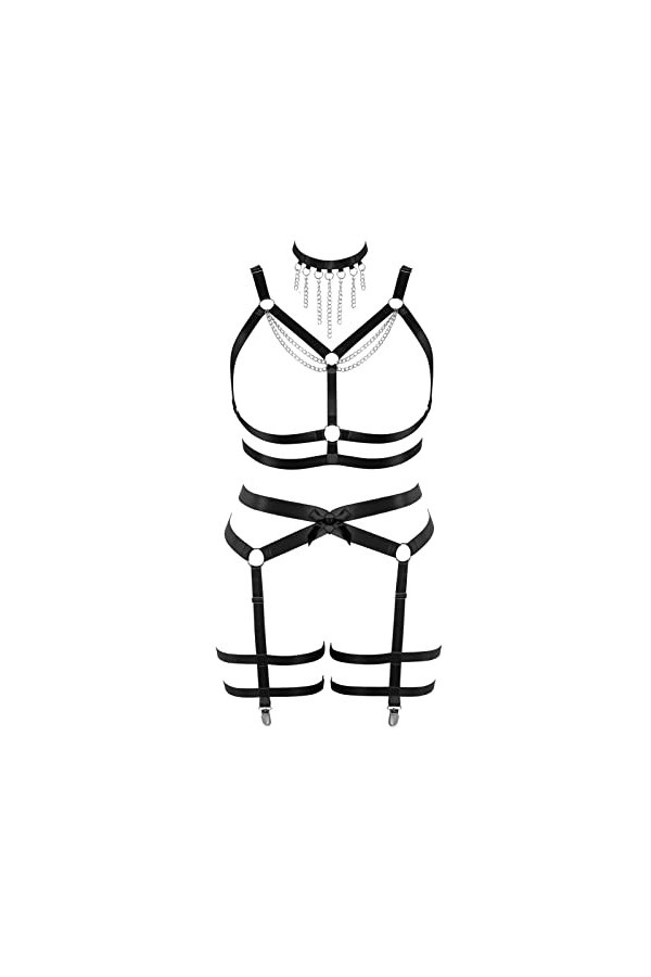 JMMHSS Taille plus grande ceinture de corps pour femmes chaîne métallique bas creux garter ceinture de taille costume gothiqu