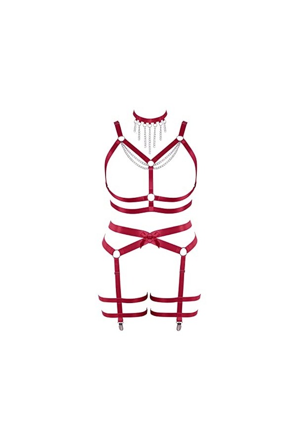 JMMHSS Taille plus grande ceinture de corps pour femmes chaîne métallique bas creux garter ceinture de taille costume gothiqu