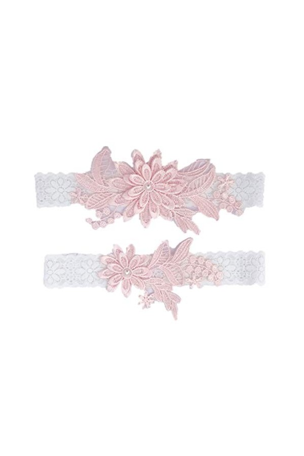 HYCYYFC Ceinture Femme 2 pièces mariée jarretière Dentelle Floral Perle incrusté élastique Jarretelles Jambe Ornements for cé