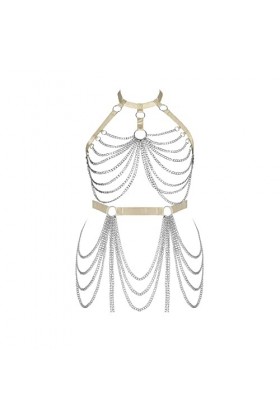 JMMHSS Femmes Harnais Punk Corps chaîne Taille Porte-Jarretelles Ensemble Bretelles Cadre Rave Soutiens-Gorge Orange 