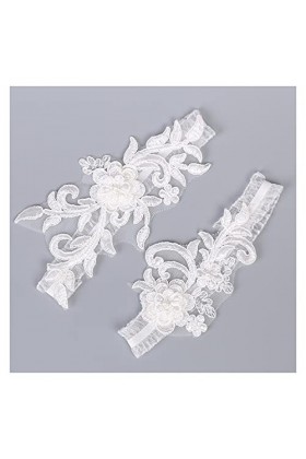 COLIFAS Jarretières de Mariage, jarretières de mariée en Dentelle, Ensemble de Porte-Jarretelles Floraux Extensibles pour Fem