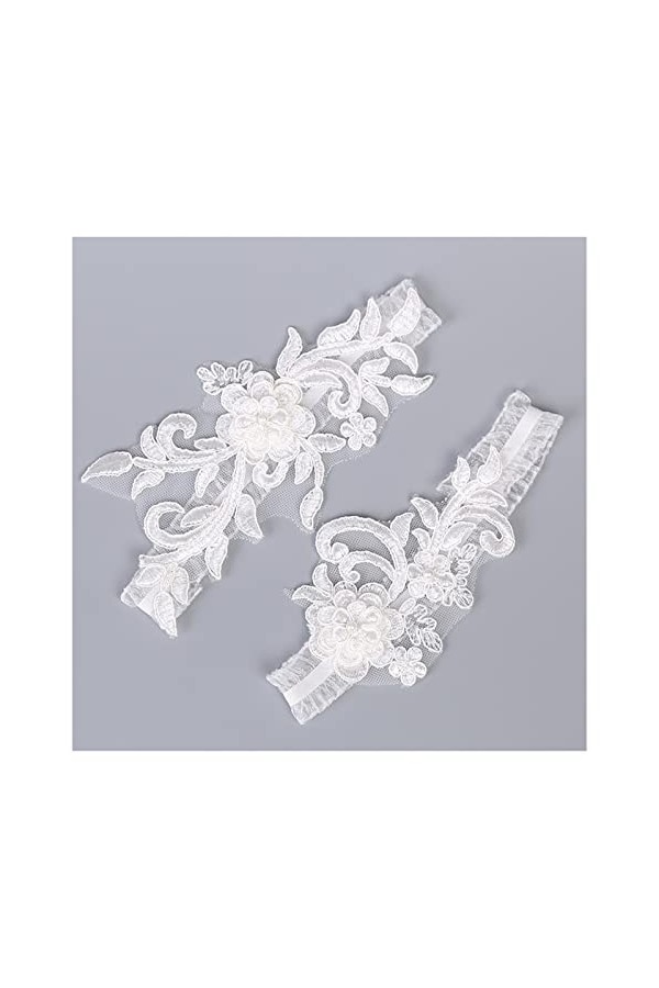 COLIFAS Jarretières de Mariage, jarretières de mariée en Dentelle, Ensemble de Porte-Jarretelles Floraux Extensibles pour Fem