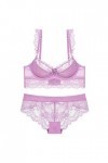 YLISHI Ensemble soutien-gorge en dentelle ultra fine et culotte grande taille - violet - 110C