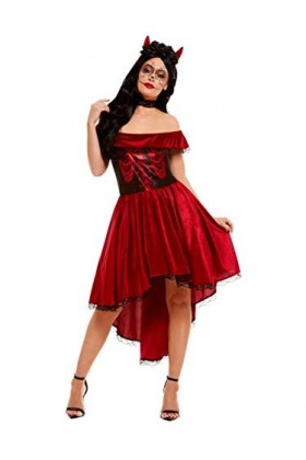 Smiffys Costume diable Jour des morts, Femme, 50945X1, Rouge, XL-UK Size 20-22