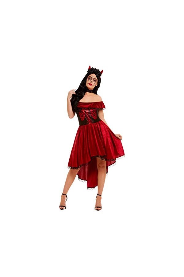 Smiffys Costume diable Jour des morts, Femme, 50945X1, Rouge, XL-UK Size 20-22